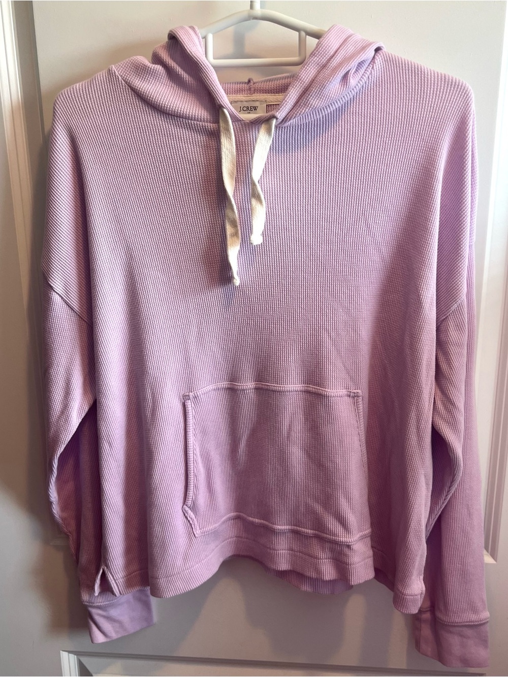 J.Crew Factory waffle hoodie features a front kangaroo pocket XL
